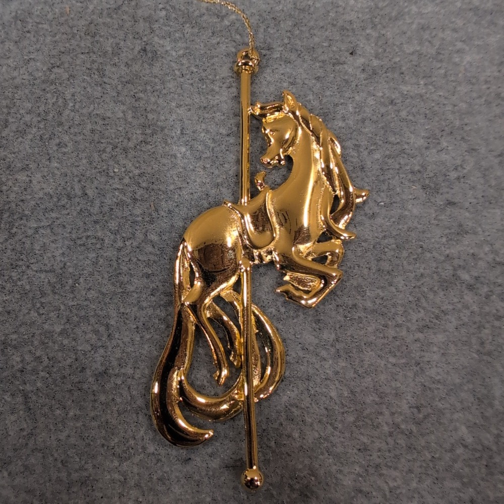 Wallace Silversmiths Carousel Horse Christmas Ornament 24 Karat‎ Gold Finish